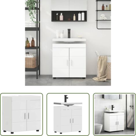 Armadietti moderni -  Set di Armadi da Bagno TULUM Bianco Lucido 60 x 34 x 63 cm