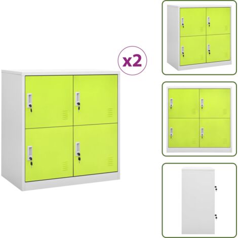 Armadietti per ufficio - vidaXL Armadietti Chiavi 2pz Grigio Chiaro Verde 90x45x92,5cm Acciaio - Armadietti per scuola