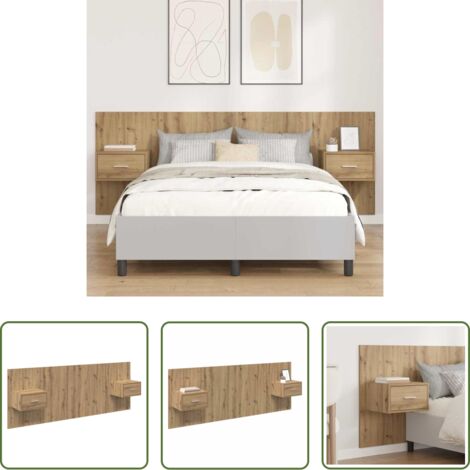 Armadietti -  Testata con Comodino 3 pcs Rovere artigianale Legno multistrato