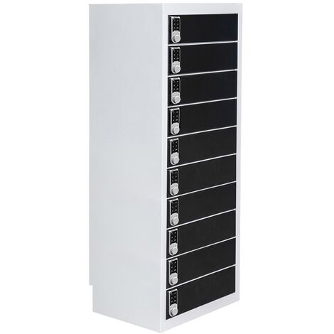 armadietto a 10 scomparti nero - Con serratura a combinazione - Conservazione e ricarica di laptop e tablet