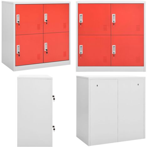 Armadietto a Chiave Grigio Chiaro e Rosso 90x45x92,5 cm Acciaio - Armadietto in acciaio - Armadietto decorativo