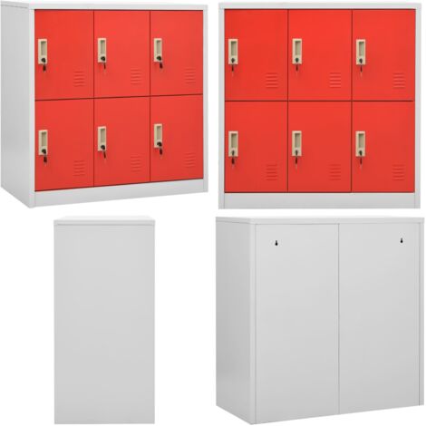 Armadietto a Chiave Grigio Chiaro e Rosso 90x45x92,5 cm Acciaio - Armadietto in acciaio - Armadietto decorativo