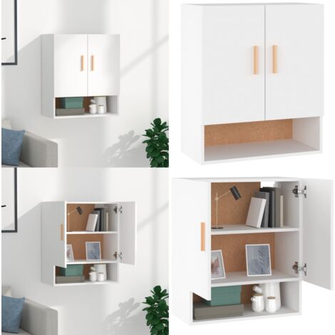 Armadietto a Muro Bianco 60x31x70 cm in Legno Multistrato - Armadietto in legno - Armadietto scandinavo
