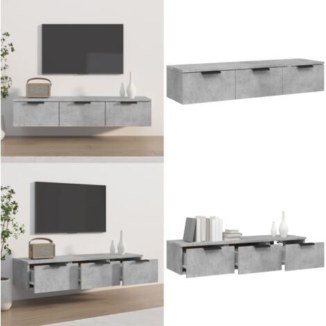 Armadietto a Muro Grigio Cemento 102x30x20 cm Legno Multistrato - Armadio a muro - Armadio in legno