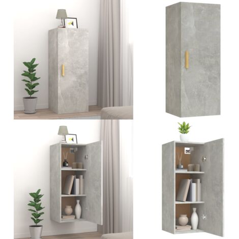 Armadietto a Muro Grigio Cemento 34,5x34x90cm Legno Multistrato - Armadio da parete - Armadio in legno