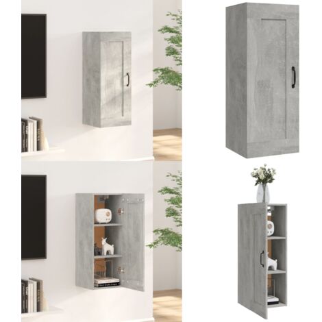 Armadietto a Muro Grigio Cemento 35x34x90 cm Legno Multistrato - Armadietto pensile - Armadietto in legno