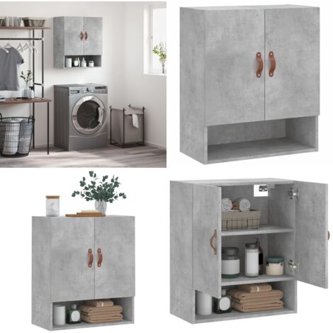 Armadietto a Muro Grigio Cemento 60x31x70 cm Legno Multistrato - Armadietto in legno - Armadietto in legno multistrato