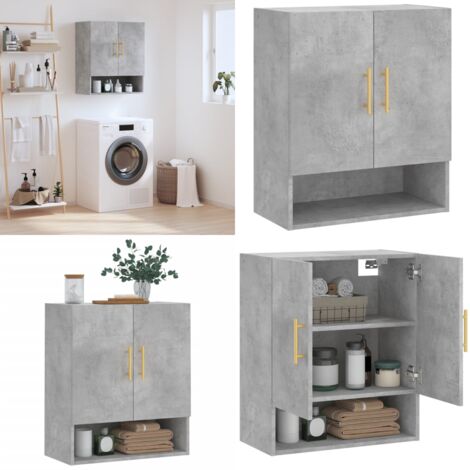 Armadietto a Muro Grigio Cemento 60x31x70 cm Legno Multistrato - Armadietto in legno - Armadietto in legno multistrato
