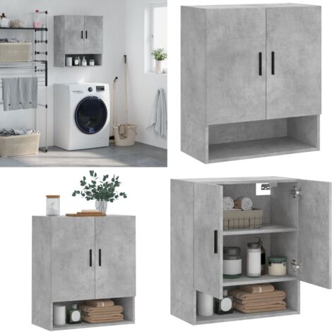 Armadietto a Muro Grigio Cemento 60x31x70 cm Legno Multistrato - Armadietto in legno - Armadietto in legno multistrato