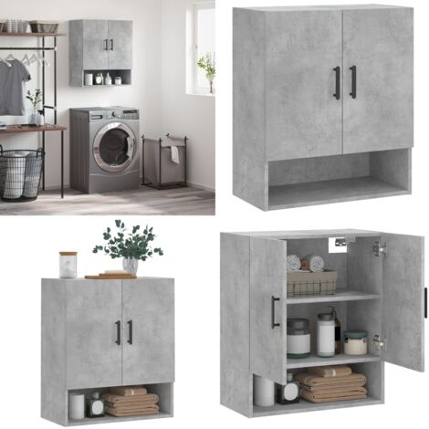 Armadietto a Muro Grigio Cemento 60x31x70 cm Legno Multistrato - Armadietto in legno - Armadietto in legno multistrato