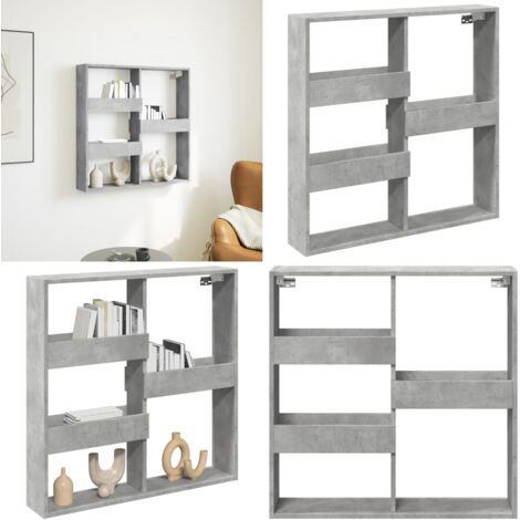 Armadietto a Muro Grigio Cemento 80x15x80 cm Legno Multistrato - Armadietto pensile - Armadietto in truciolato