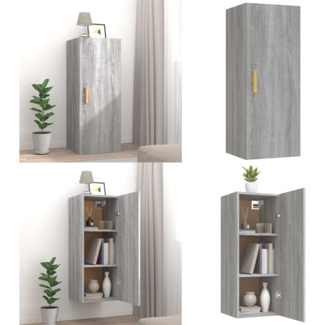 Armadietto a Muro Grigio Sonoma 34,5x34x90 cm Legno Multistrato - Armadio a muro - Armadietto in legno