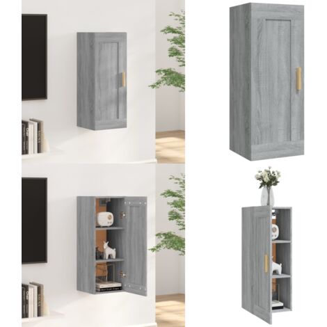 Armadietto a Muro Grigio Sonoma 35x34x90cm in Legno Multistrato - Armadietto in legno - Armadietto portaoggetti