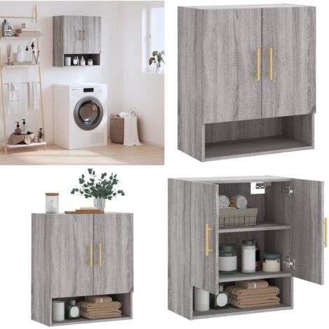 Armadietto a Muro Grigio Sonoma 60x31x70cm in Legno Multistrato - Armadietto in legno - Armadietto grigio