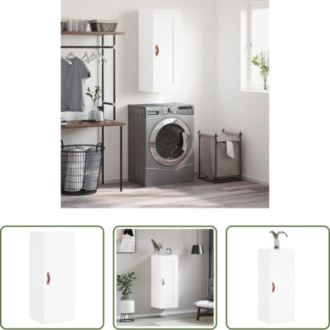 Armadietto a muro -  Mobile a Parete Bianco 34,5x34x90 cm in Legno Multistrato