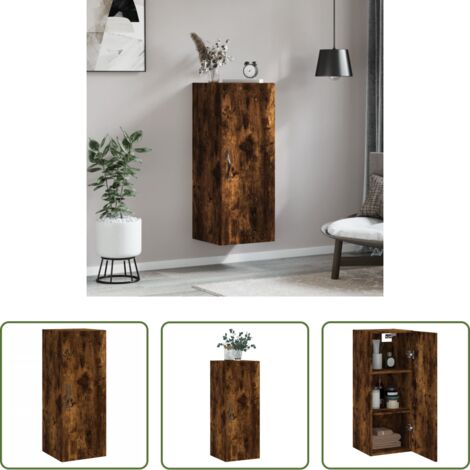 Armadietto a muro -  Mobile a Parete Rovere Fumo 34,5x34x90 cm in Legno Multistrato