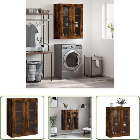 Armadietto a muro -  Mobile a Parete Rovere Fumo 69,5x34x90 cm in Legno Multistrato