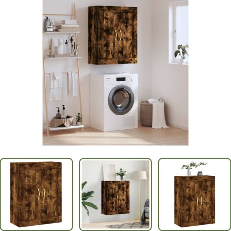 Armadietto a muro -  Mobile a Parete Rovere Fumo 69,5x34x90 cm in Legno Multistrato