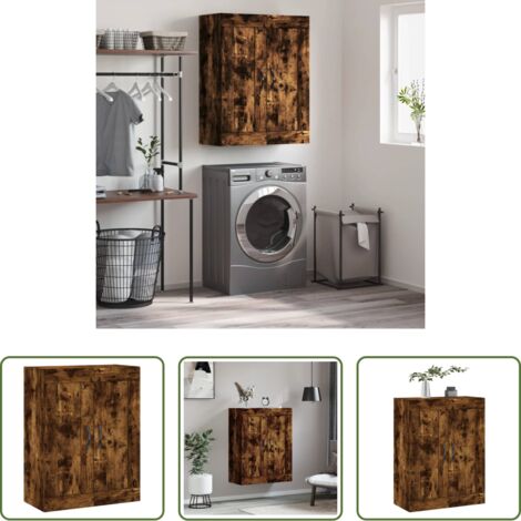 Armadietto a muro -  Mobile a Parete Rovere Fumo 69,5x34x90 cm in Legno Multistrato