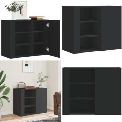 Armadietto a Muro Nero 75x35x60 cm in Truciolato - Armadio a parete - Armadietto in truciolato