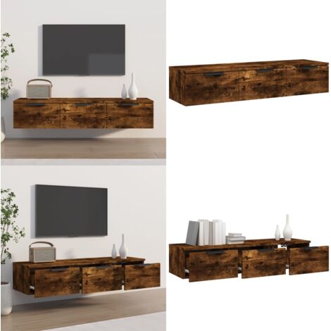Armadietto a Muro Rovere Fumo 102x30x20 cm in Legno Multistrato - Armadio a muro - Armadio in legno