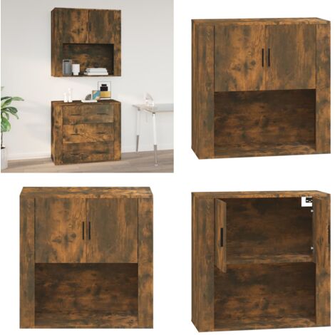 Armadietto a Muro Rovere Fumo 80x33x80 cm in Legno Multistrato - Armadio a parete - Armadietto in legno