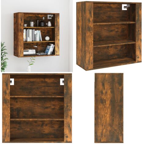 Armadietto a Muro Rovere Fumo 80x33x80 cm in Legno Multistrato - Armadio a parete - Armadio in legno