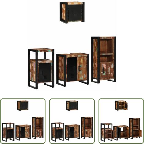 Armadietto a muro -  Set di mobili per il bagno 4 pcs Legno Recuperato Massello