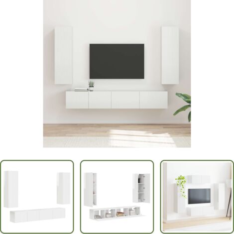 Armadietto a muro -  Set mobile TV 3 pcs Bianco Lucido Legno multistrato
