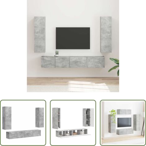 Armadietto a muro -  Set mobile TV 3 pcs Grigio cemento Legno multistrato