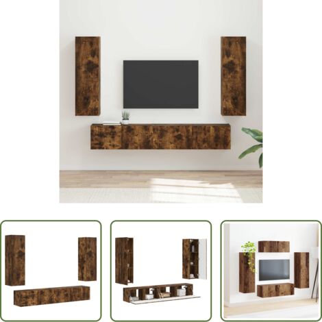 Armadietto a muro -  Set mobile TV 3 pcs Rovere fumé Legno multistrato