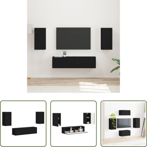 Armadietto a muro -  Set mobile TV 4 pcs Nero Legno multistrato