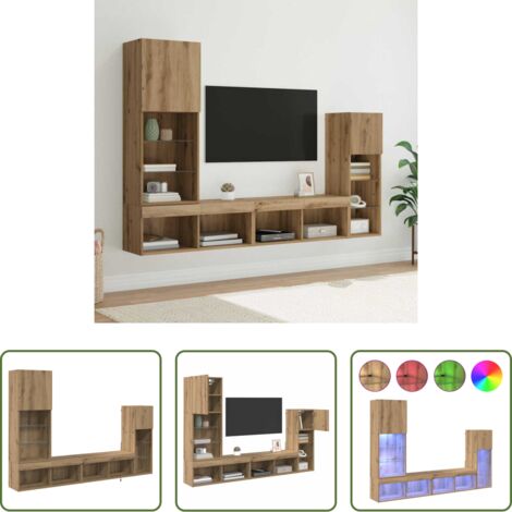 Armadietto a muro -  Unità per TV a Muro 4 pcs Rovere artigianale Legno multistrato