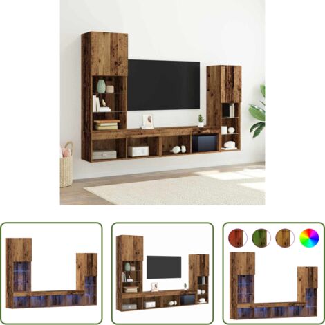 Armadietto a parete -  Mobile TV 4 pcs Legno vecchio Legno multistrato