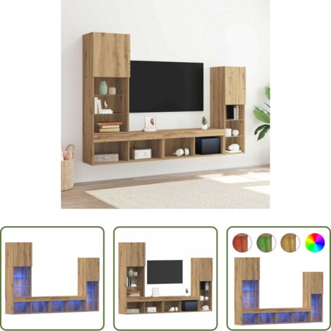 Armadietto a parete -  Mobile TV 4 pcs rovere artigianale Legno multistrato