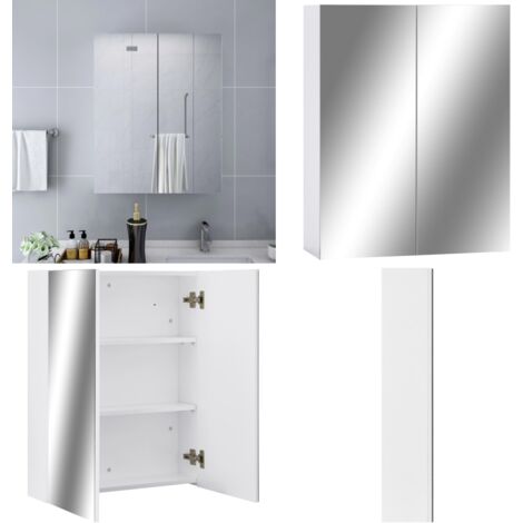 Armadietto a Specchio Bianco 60x15x75 cm in MDF - Armadio da bagno - Armadio moderno