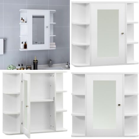 Armadietto a Specchio Bianco 66x17x63 cm in MDF - Armadio con specchio - Armadio in vetro