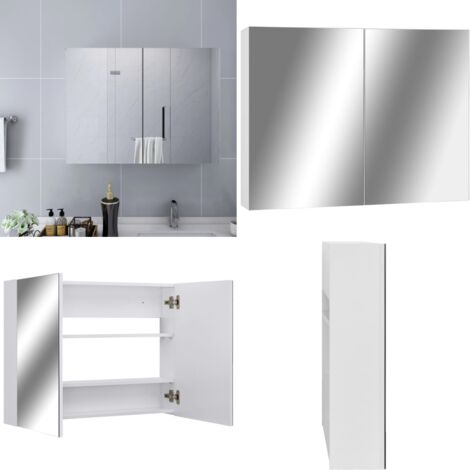 Armadietto a Specchio Bianco 80x15x60 cm in MDF - Armadietto da bagno - Armadietto moderno