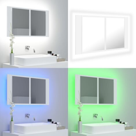 Armadietto a Specchio con Luci LED Bianco 80x12x45 in Acrilico - Specchio LED - Illuminazione RGB