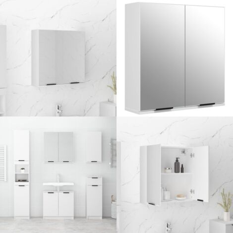 Armadietto a Specchio da Bagno Bianco 64x20x67 cm - Armadietto a specchio - Armadietto da bagno in legno