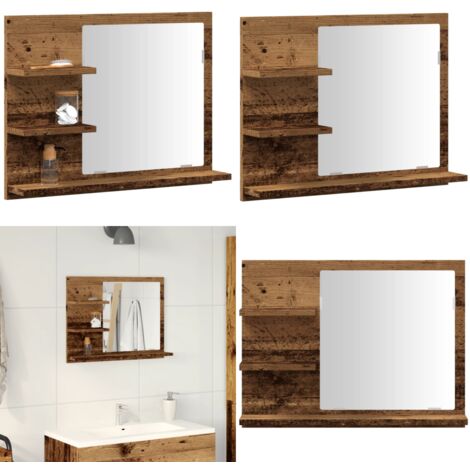 Armadietto a Specchio da Bagno Legno Vecchio 60x10,5x45 cm - Armadietto con specchio - Armadietto in legno