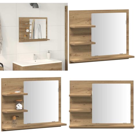 Armadietto a Specchio da Bagno Rovere Artigianale 60x10,5x45 cm - Armadietto a specchio - Armadietto in legno