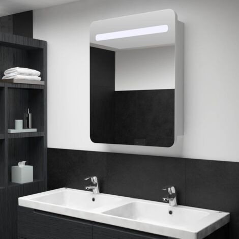 Armadietto a Specchio e LED - Armadietto da parete Bagno 60x11x80 cm -78229
