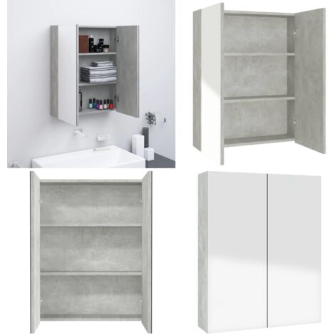 Armadietto a Specchio per Bagno 60x15x75 cm MDF Grigio Cemento - Armadietto a specchio - Armadietto in vetro