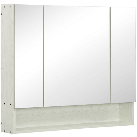 ARMADIETTO A SPECCHIO PER BAGNO CON RIPIANI REGOLABILI 3 PORTE 90X15X75CM