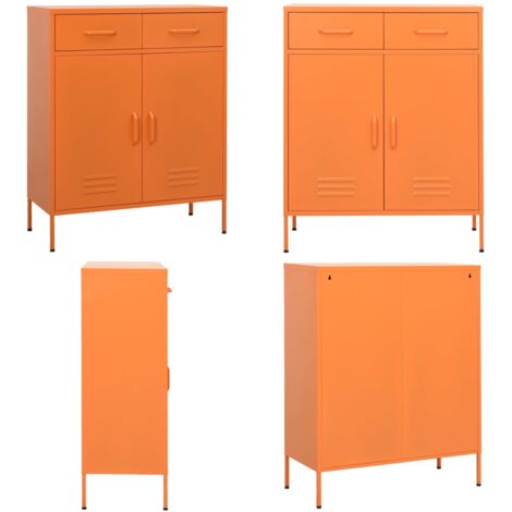 Armadietto Arancione 80x35x101,5 cm in Acciaio - Armadio arancione - Armadio con cassetti