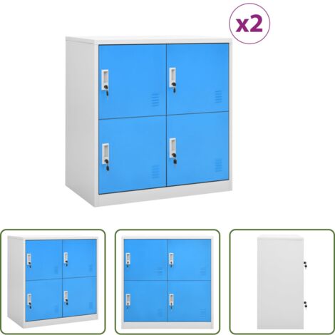 Armadietto -  Armadietti e Chiavi 2pz Grigio Chiaro Blu 90x45x92,5cm Acciaio