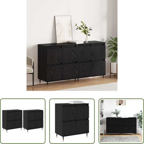 Armadietto -  Armadio 2 pcs Rovere Nero 60 x 35 x 70 cm