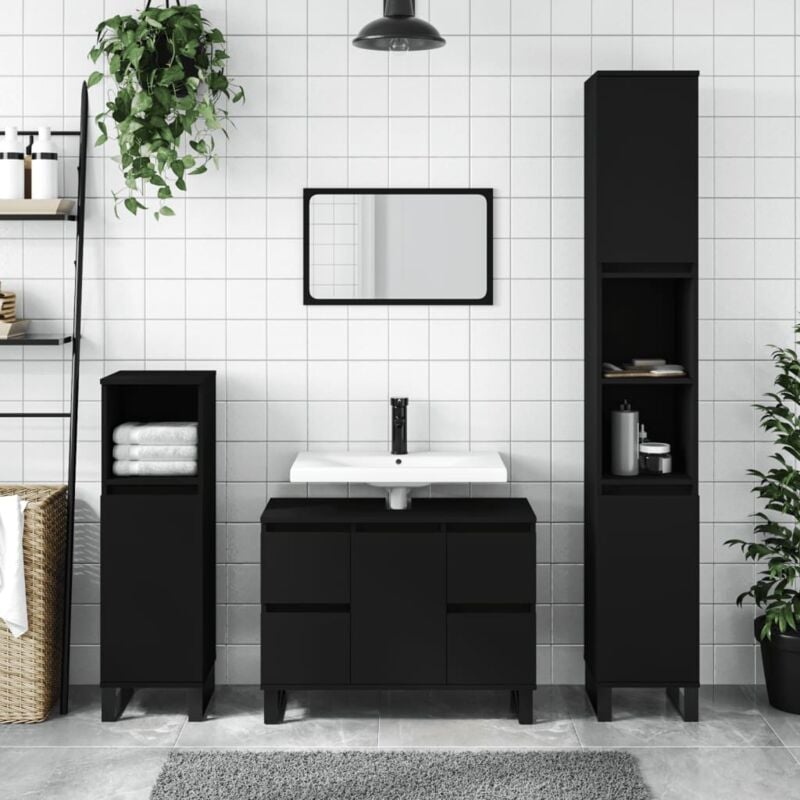 Vidaxl - Mobile da Bagno Nero 80x33x60 cm in Legno Multistrato