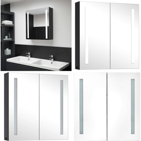 Armadietto Bagno con Specchio e LED 60x14x62 cm - Armadietto vanità - Specchio con led